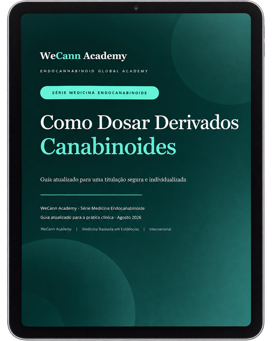 Mockup do Guia 02 da WeCann Academy sobre como dosar canabinoides derivados